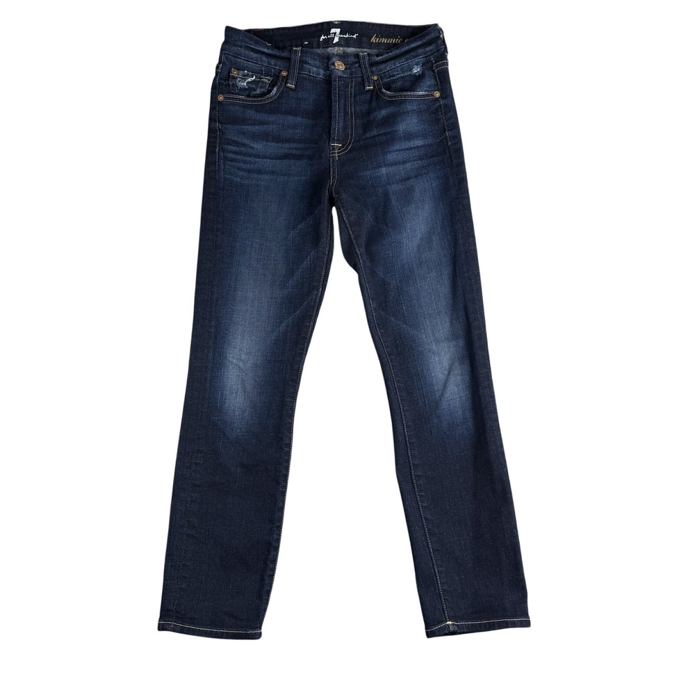 7 for all Mankind Jeans Womens 24 Blue Dark Wash Denim Kimmie Crop Straight‎ Leg